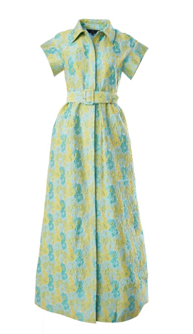 Harper Gown Green Sunflower Jacquard | Fiddleheads